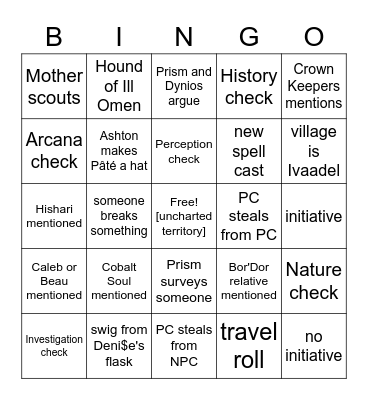 3 Mages + 3 Tanks = 1 Disaster [Critical Role 3.60] Bingo Card