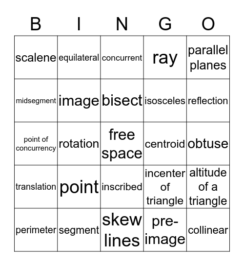 geometry bingo  Bingo Card