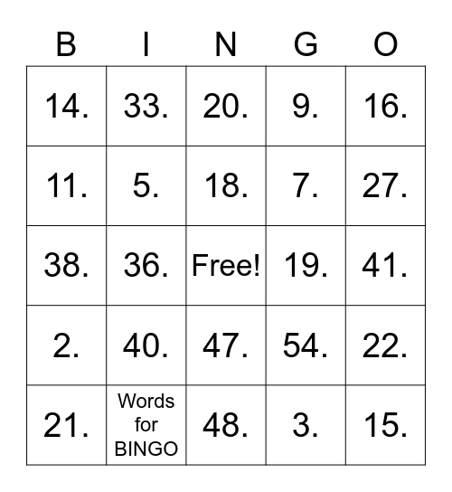 Untitled Bingo Card