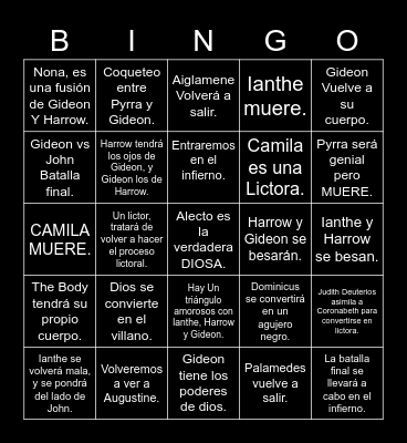 Nona the Ninth Bingo Card