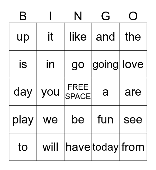 WORD WALL WORDS Bingo Card