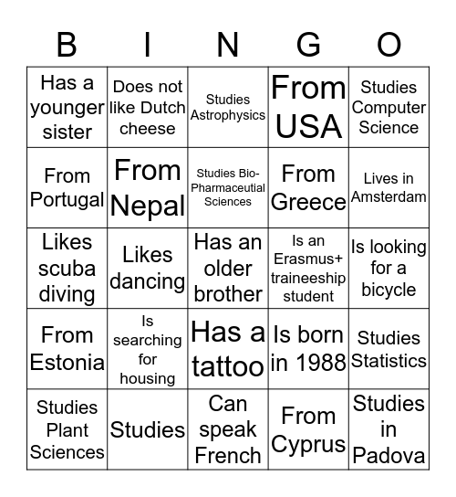 Leiden Science Bingo Card