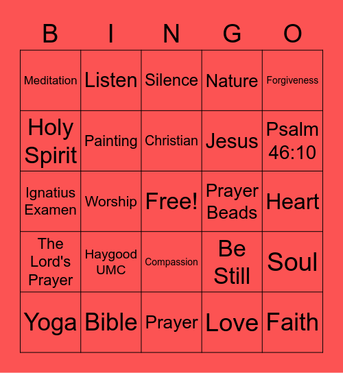 Soul Care Bingo Card