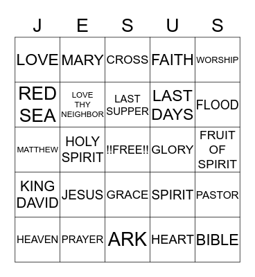 Jesus Loves Me Bingo Card