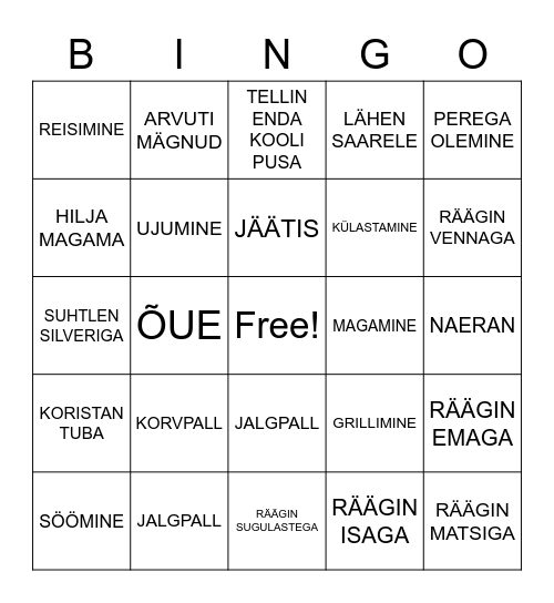 PETER ANDREAS ADAM SUVI Bingo Card