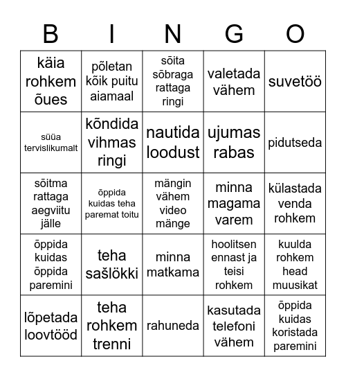 suve bingo Card