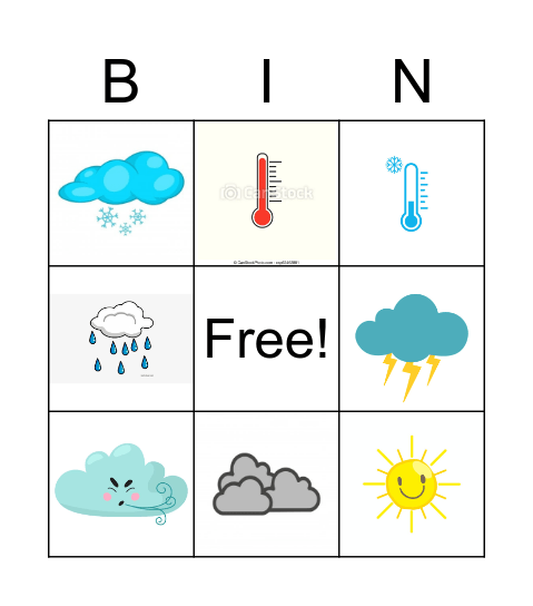 weather  Bingo Card