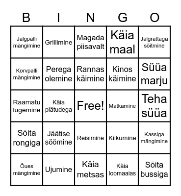 Minu suve bingo Card