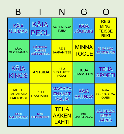 Suve bingo Card