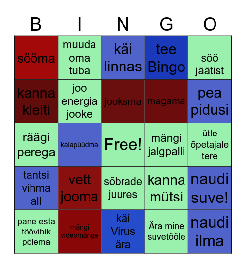 Minu suve bingo Card