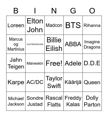 Musikkbingo! Bingo Card