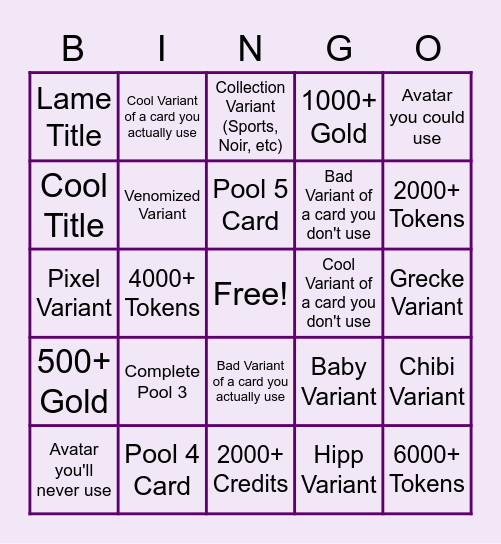 Marvel Snap post-patch Cache Opening! Bingo Card