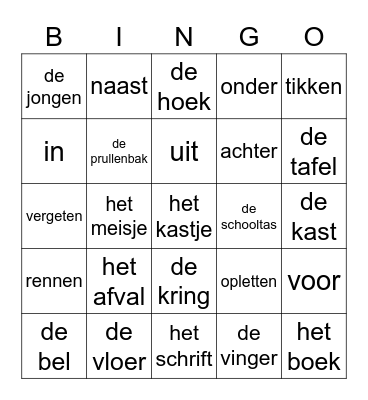 Thema 9 - op school Bingo Card