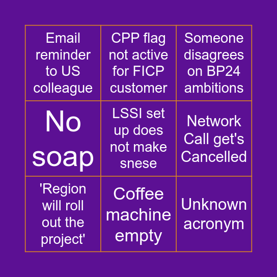 FedEx Weekly Bingo Card