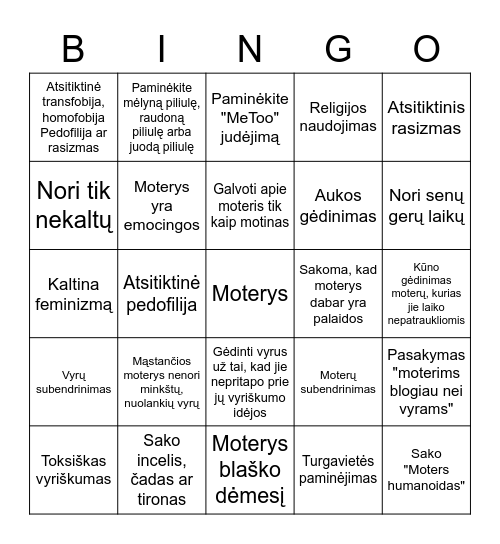 Redpilleriu bingo Card