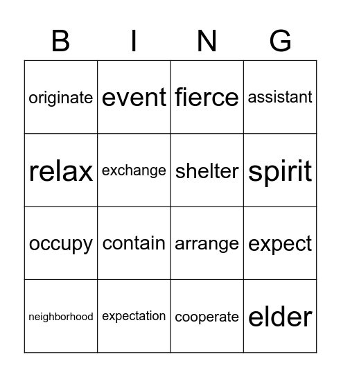 B2U8 BIngo Card