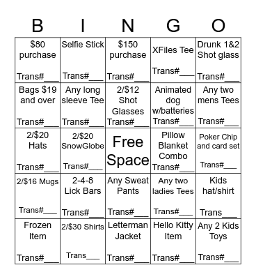 Welcome to Las Vegas Bingo Card