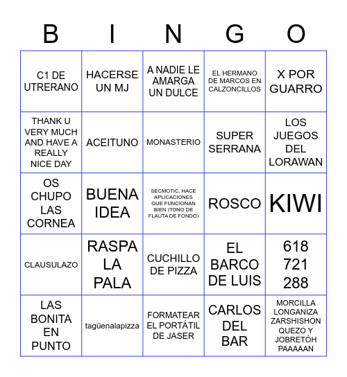 El Bingo del weekly Bingo Card