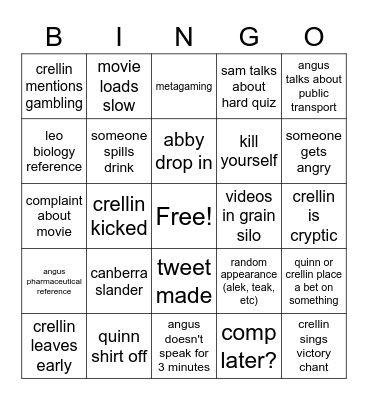 movgie Bingo Card