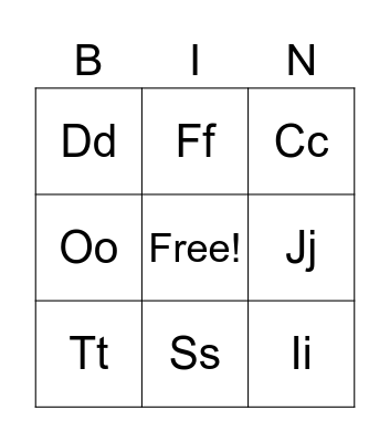 Alphabet Bingo Card