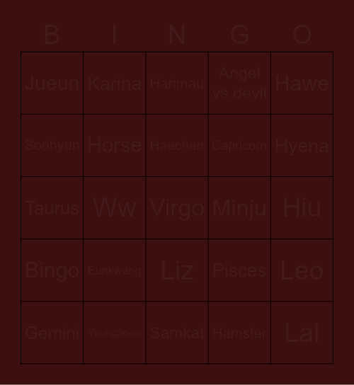 kebonjueun Bingo Card