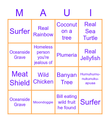 HAWAII BINGO Card