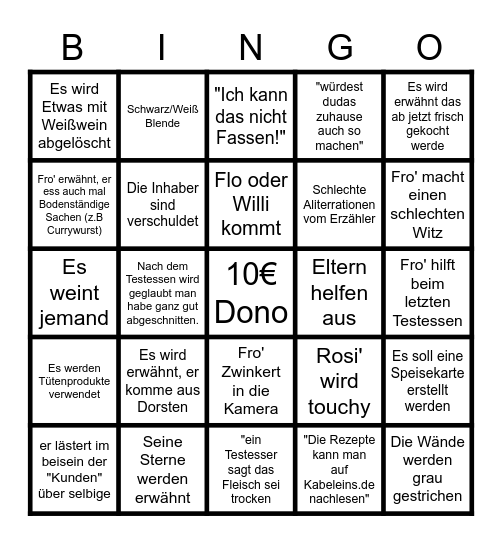 Filows Fro' Bingling Bingo Card