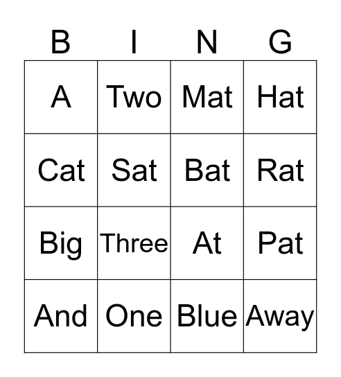 Spelling Word Practice Bingo Card