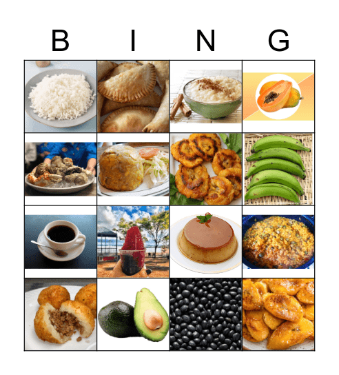 La comida de Puerto Rico Bingo Card