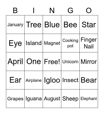 Spanish Vowel  Bingo Card