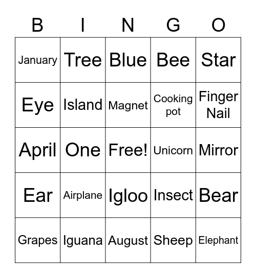 Spanish Vowel  Bingo Card