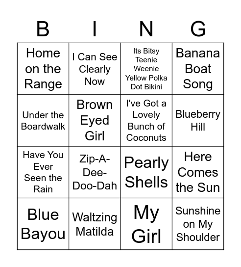 Summertime Bingo Card