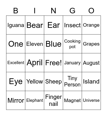 Spanish Vowel Bingo Card