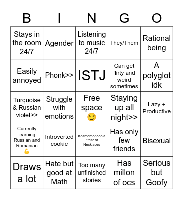 Nat/Devi's Bingo 😔👍 Bingo Card