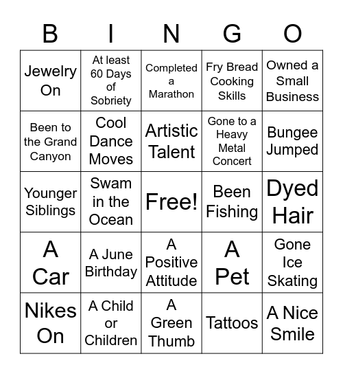 Find someone who has... Bingo Card
