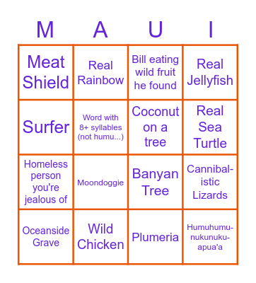 HAWAII BINGO Card