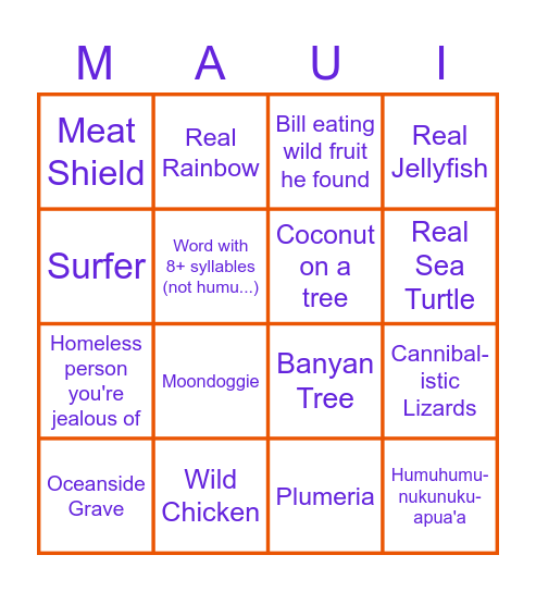 HAWAII BINGO Card