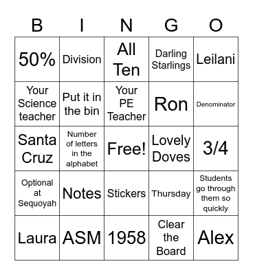 MishMosh Bingo Card