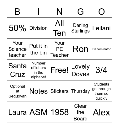 MishMosh Bingo Card