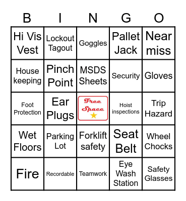 Safety Month Bingo Card