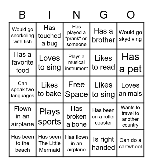 Young Women Get to Know You Bingo Card