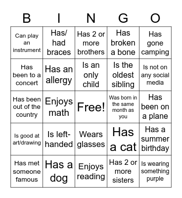 Find Someone Who... Bingo Card