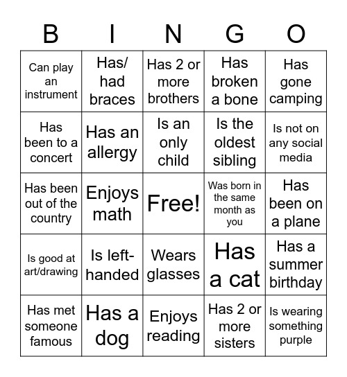 Find Someone Who... Bingo Card