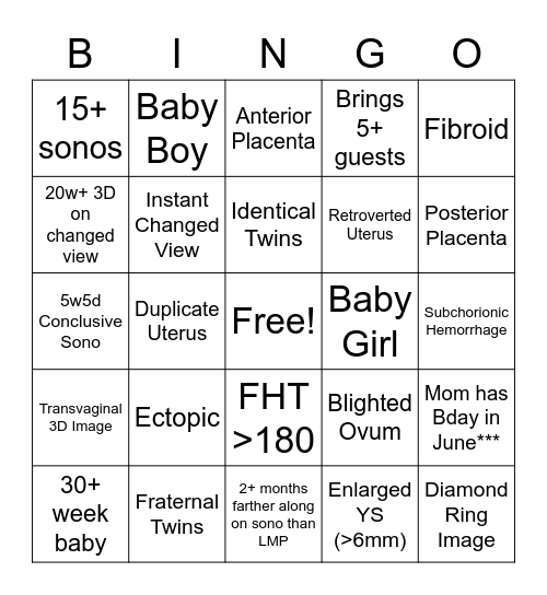 JUNE SONOGO (Must put ekyros number. No repeat clients. First bingo for the month wins!)Bingo Card