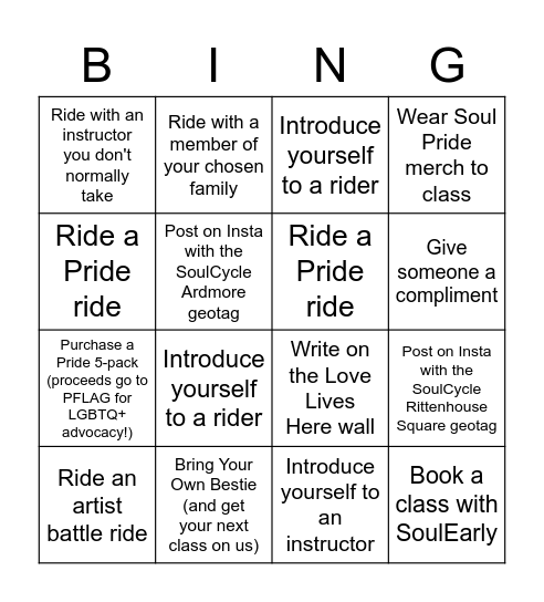 updated pride bingo Card