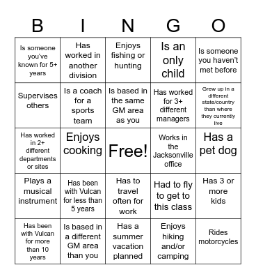 Get to Know You Bingo Card