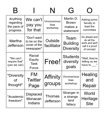 "The Can Says Pepsi" Bingo Card