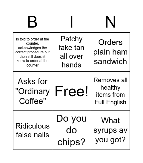 Townie Bingo Card