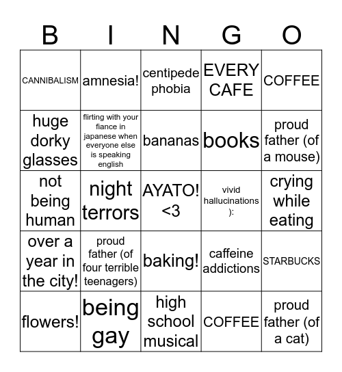 Thighse Sasaki Bingo Card