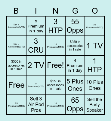 Movie for two or $100 Bingo Card